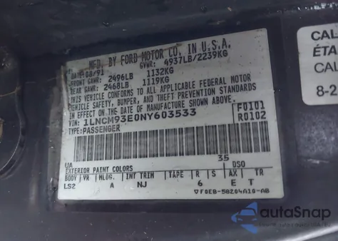 1992 Lincoln Mark Vii Lsc from USA, damaged, VIN 1LNCM93E0NY603533